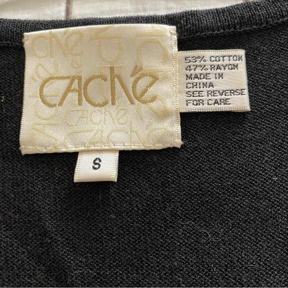 CACHE Black Rhinestone Front Tee Size S - Picture 3 of 7